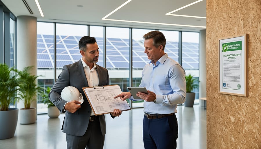 LEED certification plaque displayed on wall of certified green building