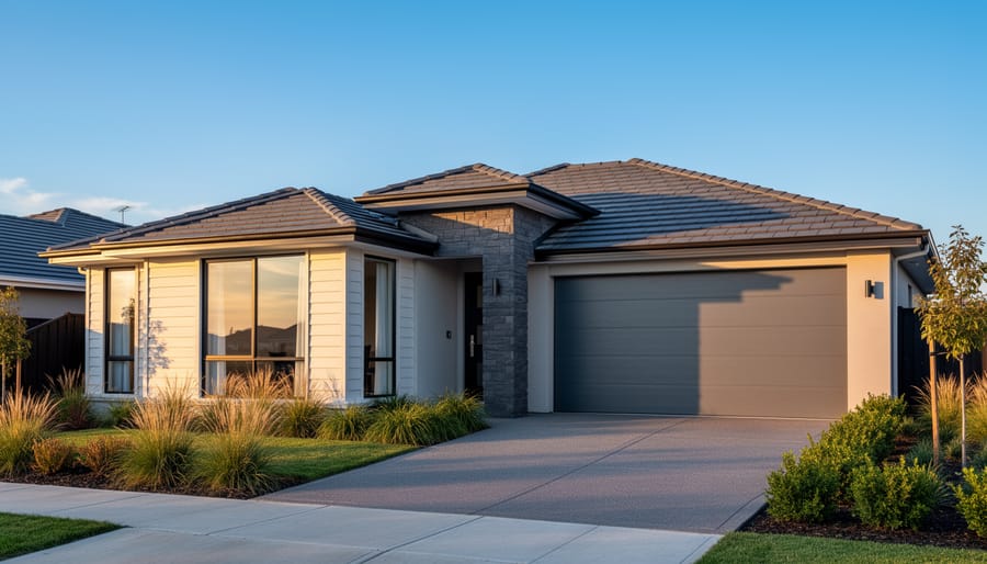 Contemporary home exterior featuring advanced composite roofing and modern siding materials