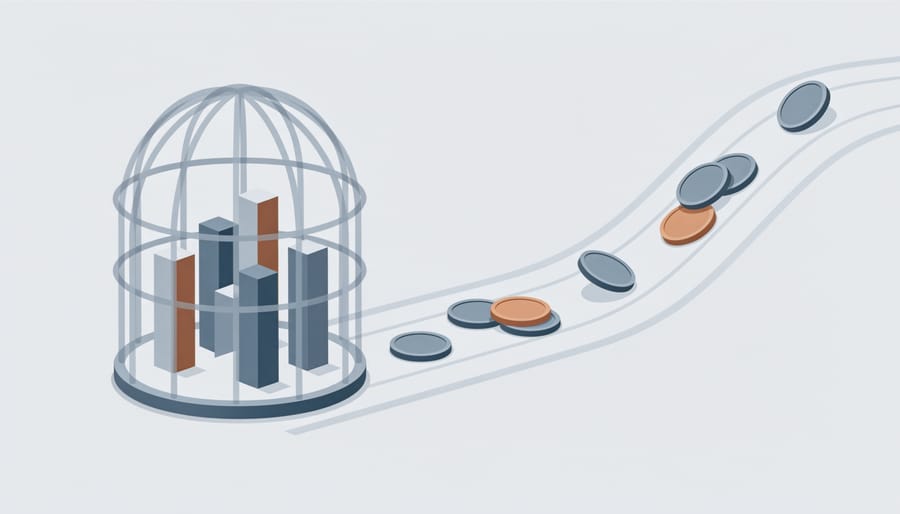 Padlock and chain securing financial portfolio representing illiquid investment restrictions