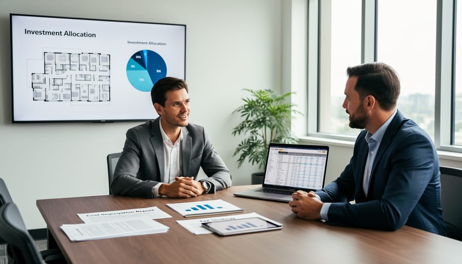 Real estate investor meeting with tax advisor to discuss cost segregation strategy