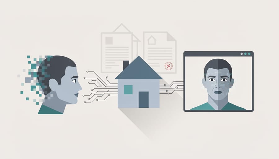 Person's face partially overlaid with digital distortion effect representing deepfake technology