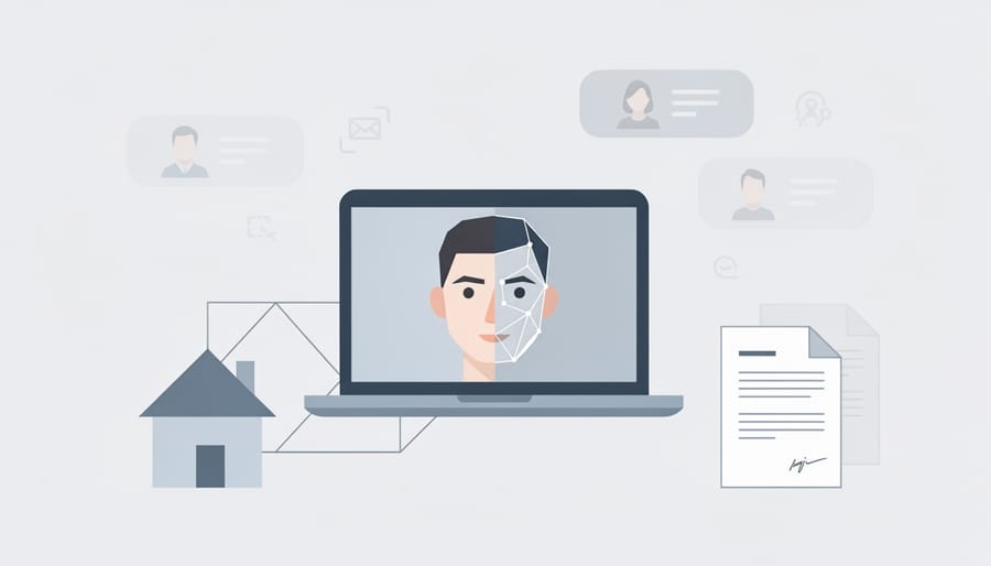 Person on video call with digital glitch effects suggesting deepfake manipulation