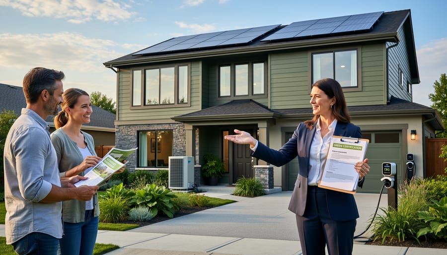 Modern eco-friendly house with solar panels and sustainable features