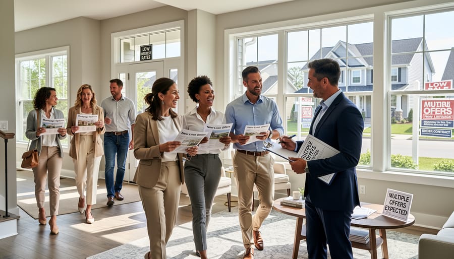 Aerial view of suburban neighborhood showing residential real estate development