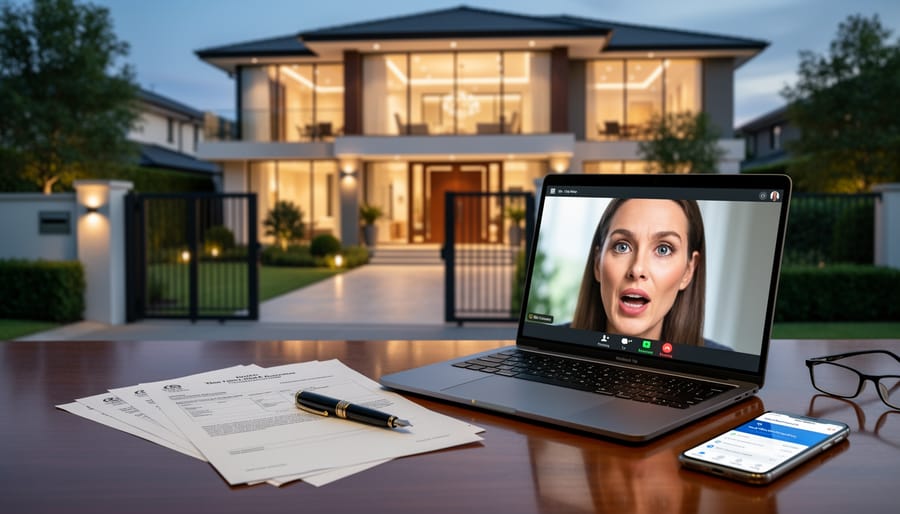 Luxury residential property with for sale sign in dramatic lighting