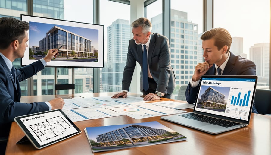 Modern commercial office building representing private equity real estate investments