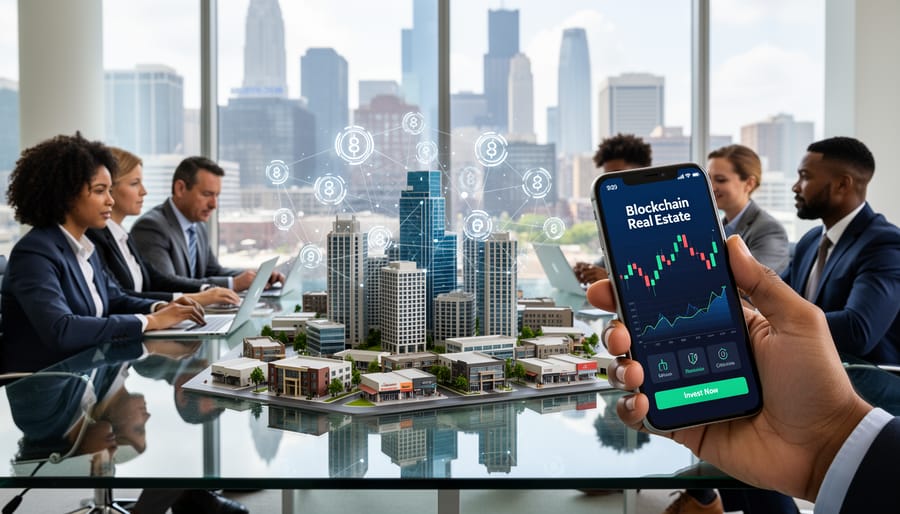 Modern commercial real estate building with glass and steel architecture