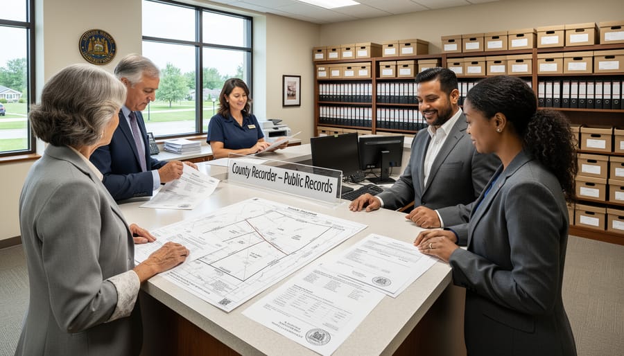 County recorder office service counter where public property records can be accessed
