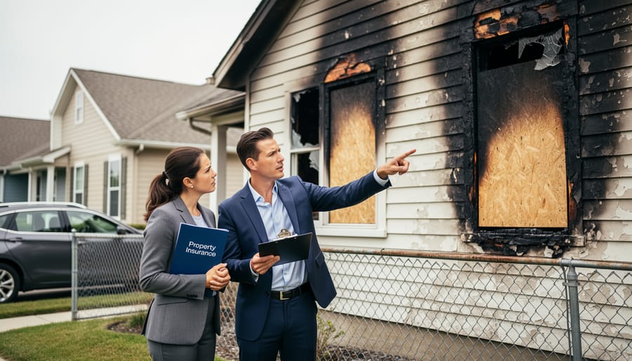 Insurance professional and client shaking hands over policy documents in office setting