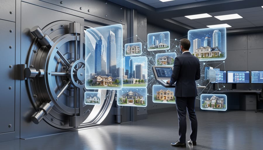 Modern bank vault door and secure interior representing institutional custody security