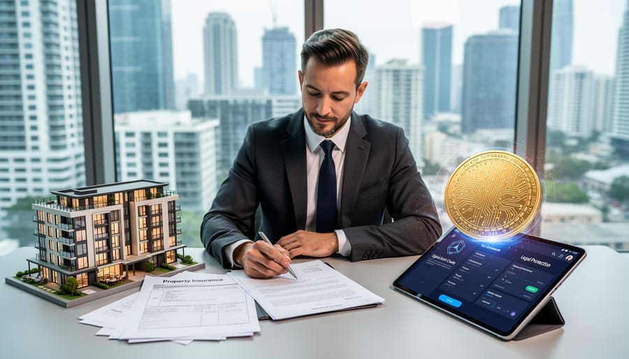 Legal documents and property papers representing insurance and legal protection for real estate