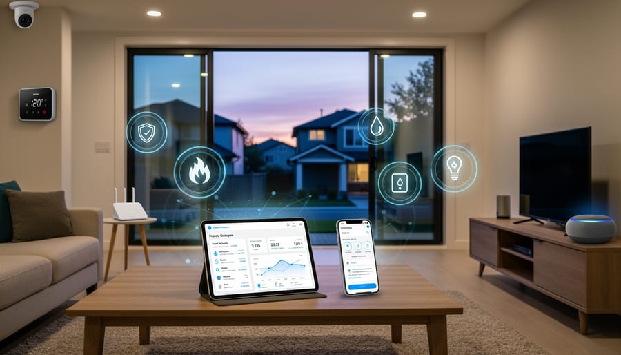 Modern home exterior with visible smart home devices and security features