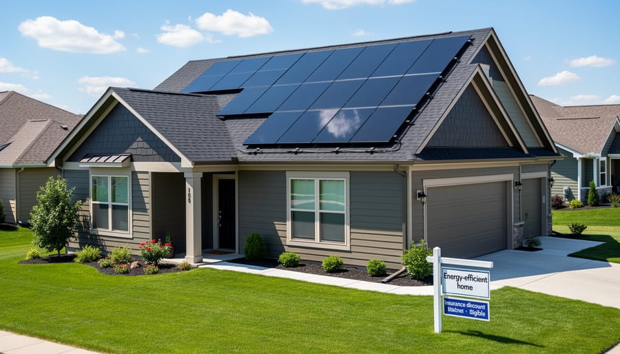 Close-up of solar panel installation on impact-resistant residential roof