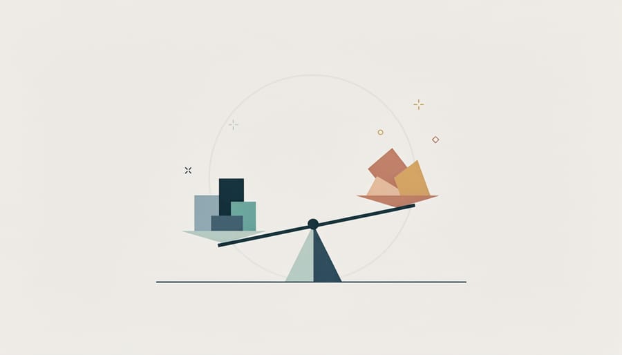 Balanced scale with up and down arrows representing long and short equity positions