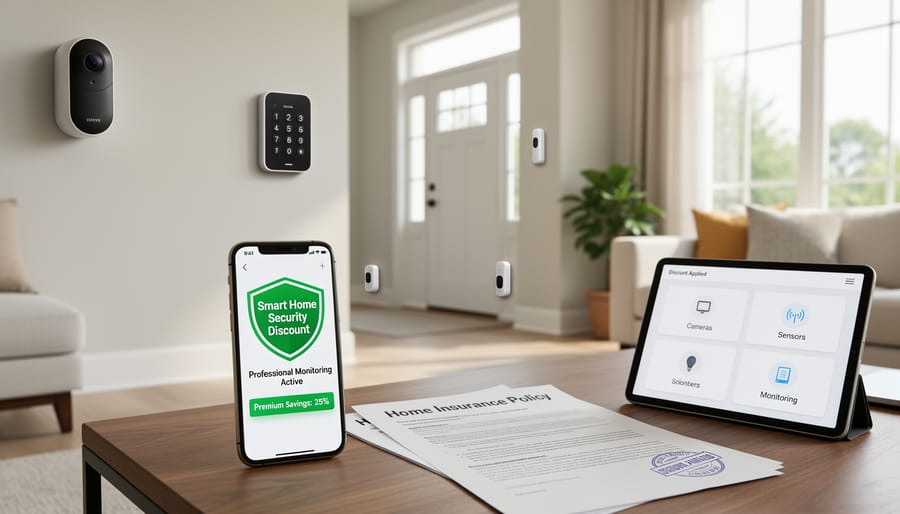 Homeowner using smartphone to control smart home security system with doorbell camera