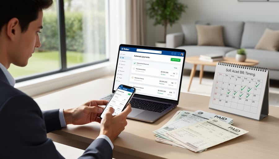 Hand using a smartphone to confirm a payment, representing setting up automatic payments