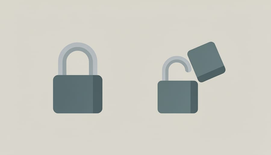 Padlock symbolizing lender security, with an open padlock nearby to represent a lien release under conditions.