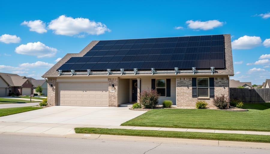 Solar panels installed on a residential roof in daylight