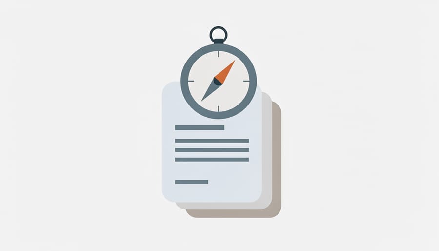 Compass resting on real estate closing documents on a table
