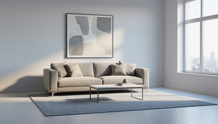 An empty living room enhanced with realistic, naturally lit virtual furniture to help visualize how the space could be staged for a showing.
